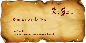 Komsa Zsóka névjegykártya